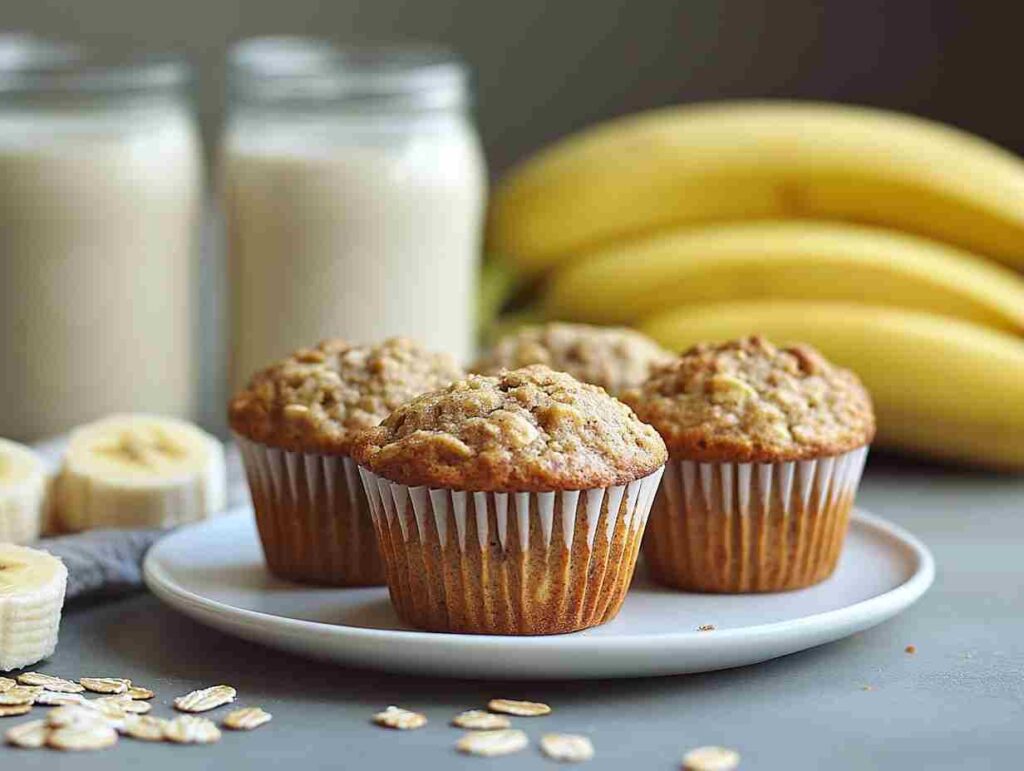 Vegan muffins made with oats and banana