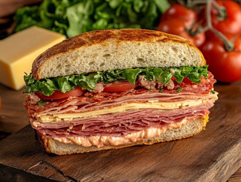 A perfectly crafted knob sandwich with vibrant layers