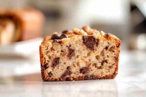Delicious Banana Bread Mix Slice with Chocolate Chips and Nuts
