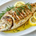 Loup de mer recipes beautifully plated whole roasted fish.