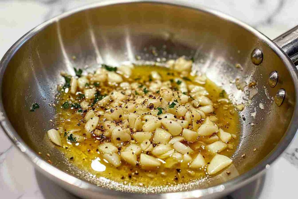 Sautéed Garlic in Butter for Parmesan Garlic Sauce