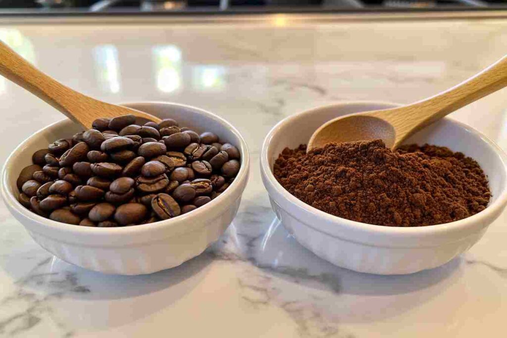 Comparison of whole bean and ground coffee