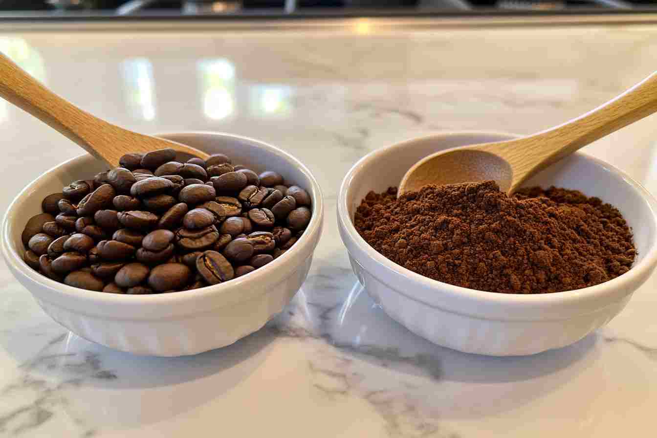 Comparison of whole bean and ground coffee