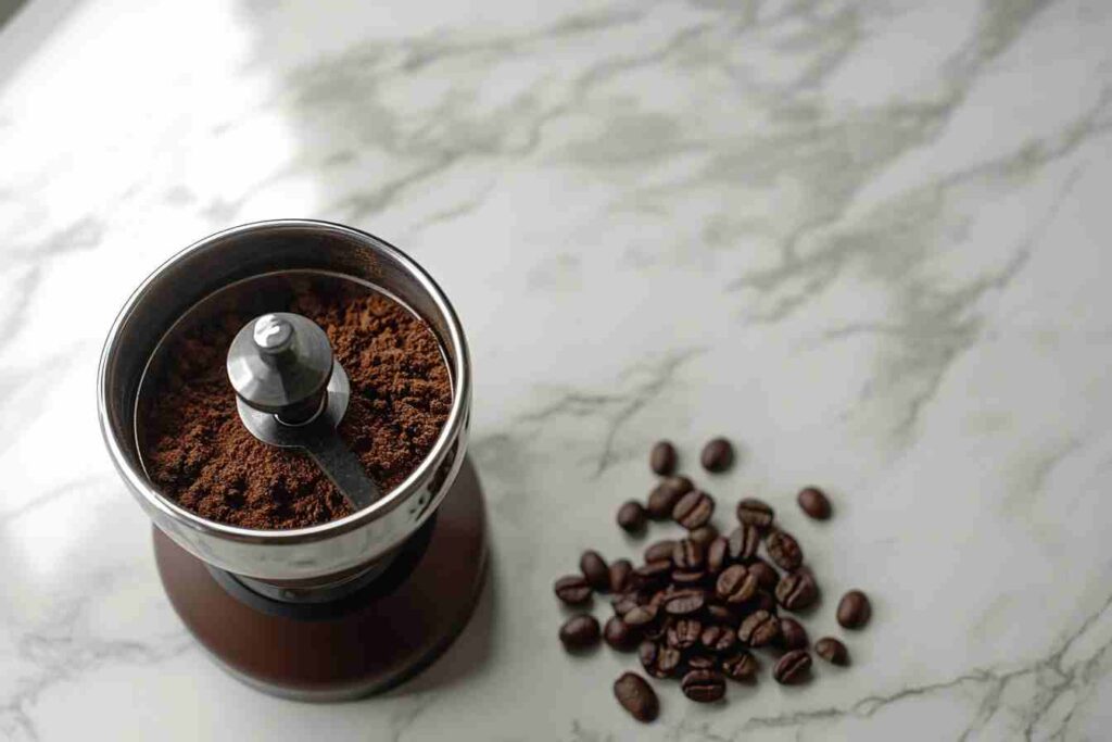 Manual Coffee Grinder with Whole Beans and Ground Coffee