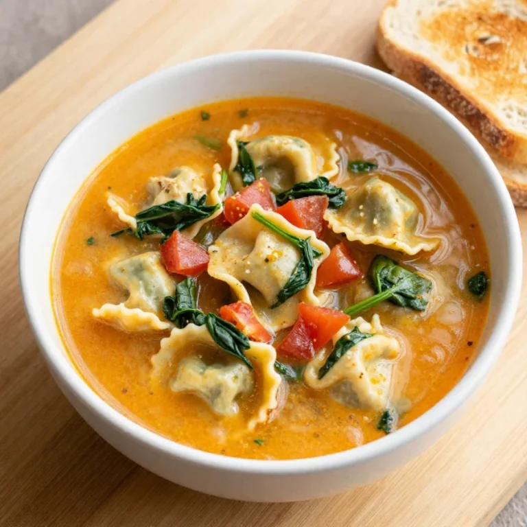 A bowl of Marry Me Chicken Soup garnished with fresh herbs