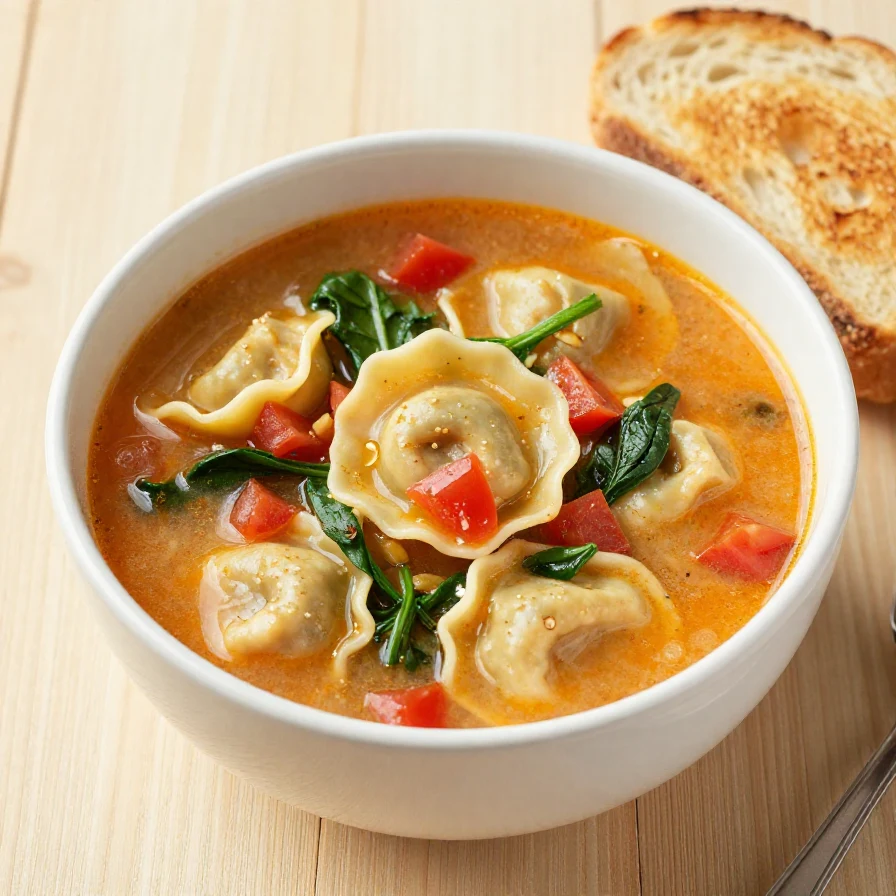 A bowl of Marry Me Chicken Soup garnished with fresh herbs