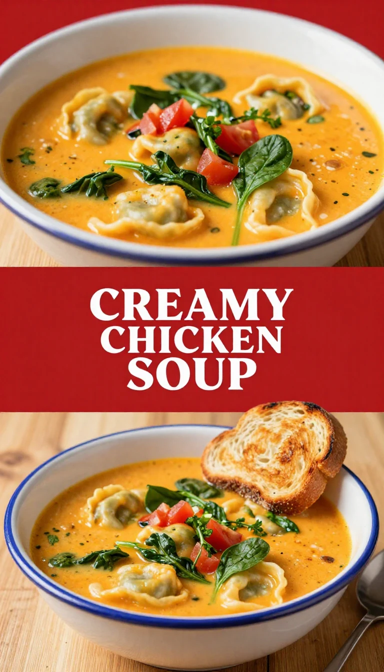 A bowl of Marry Me Chicken Soup garnished with fresh herbs