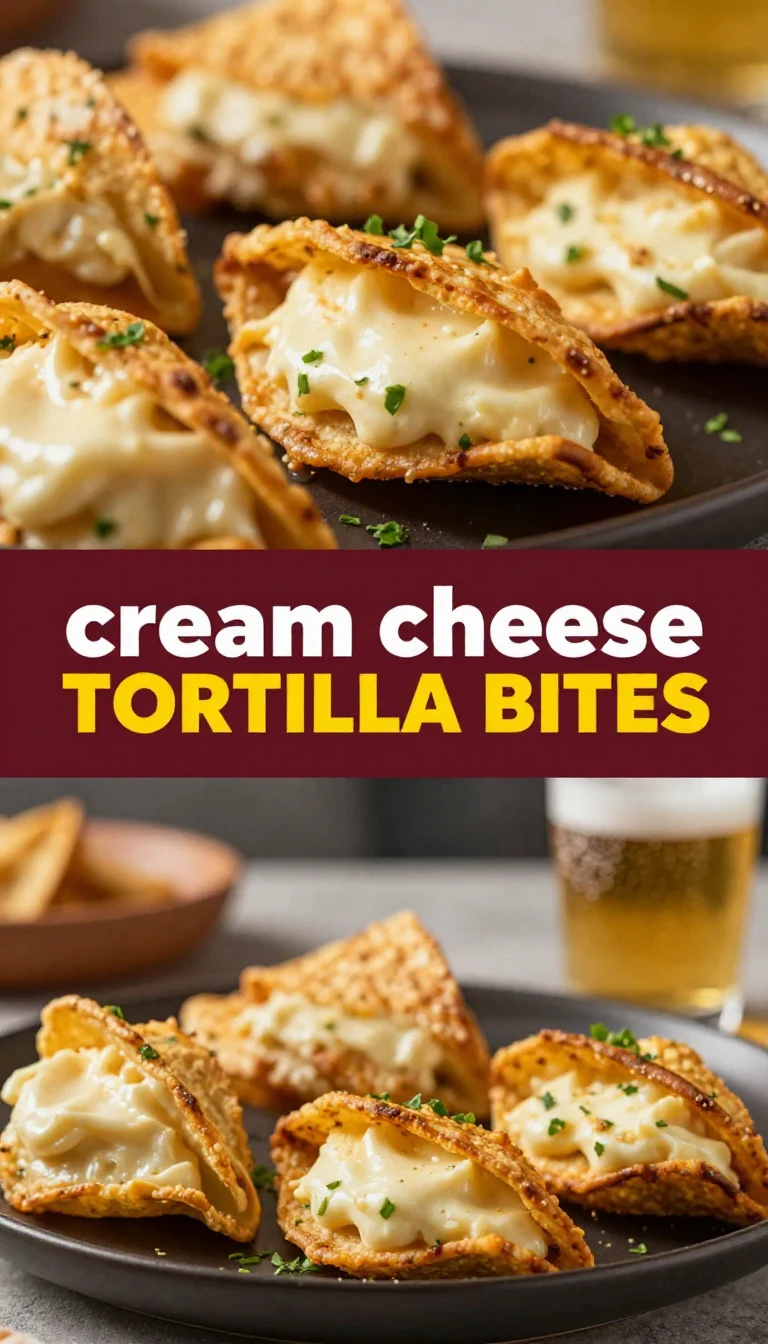 A platter of cream cheese tortilla bites garnished with herbs and colorful vegetables